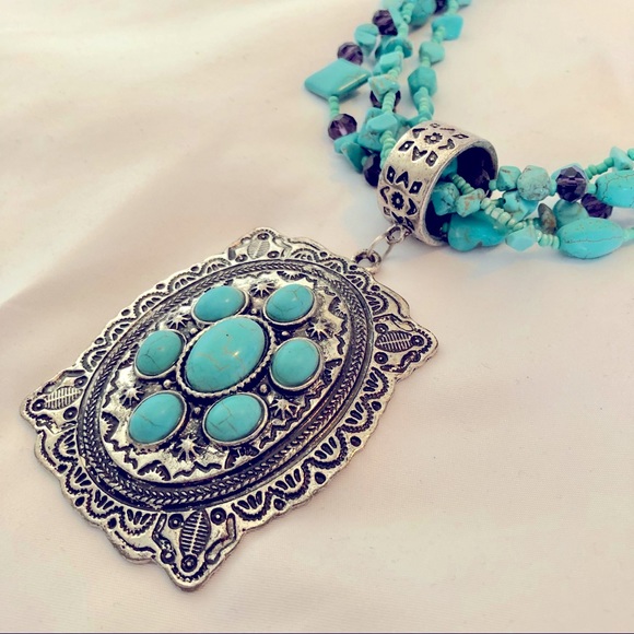 Turquoise Multi-strand Necklace - Picture 2 of 5